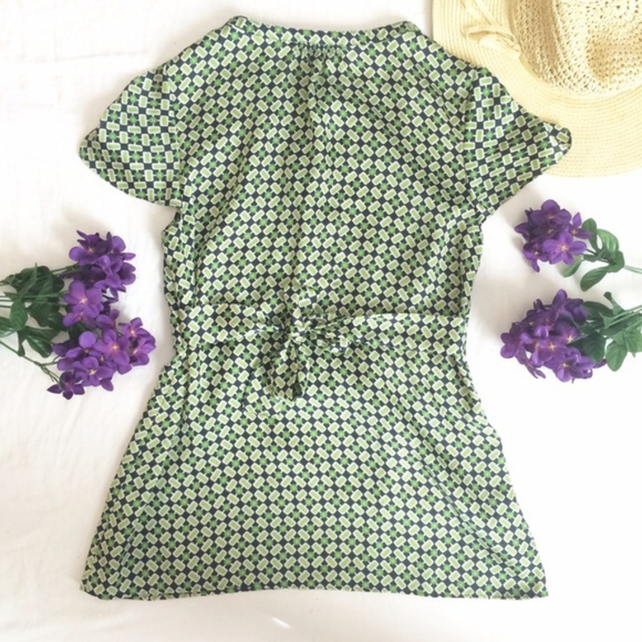 Banana Republic Small Green Geometric Blouse - Picture 3 of 8